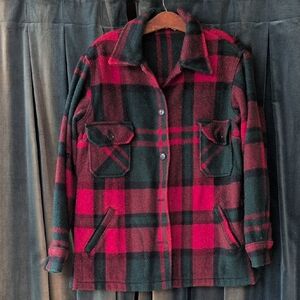 L.L. Bean Vintage Red Plaid Wool Shirt Jacket Shacket